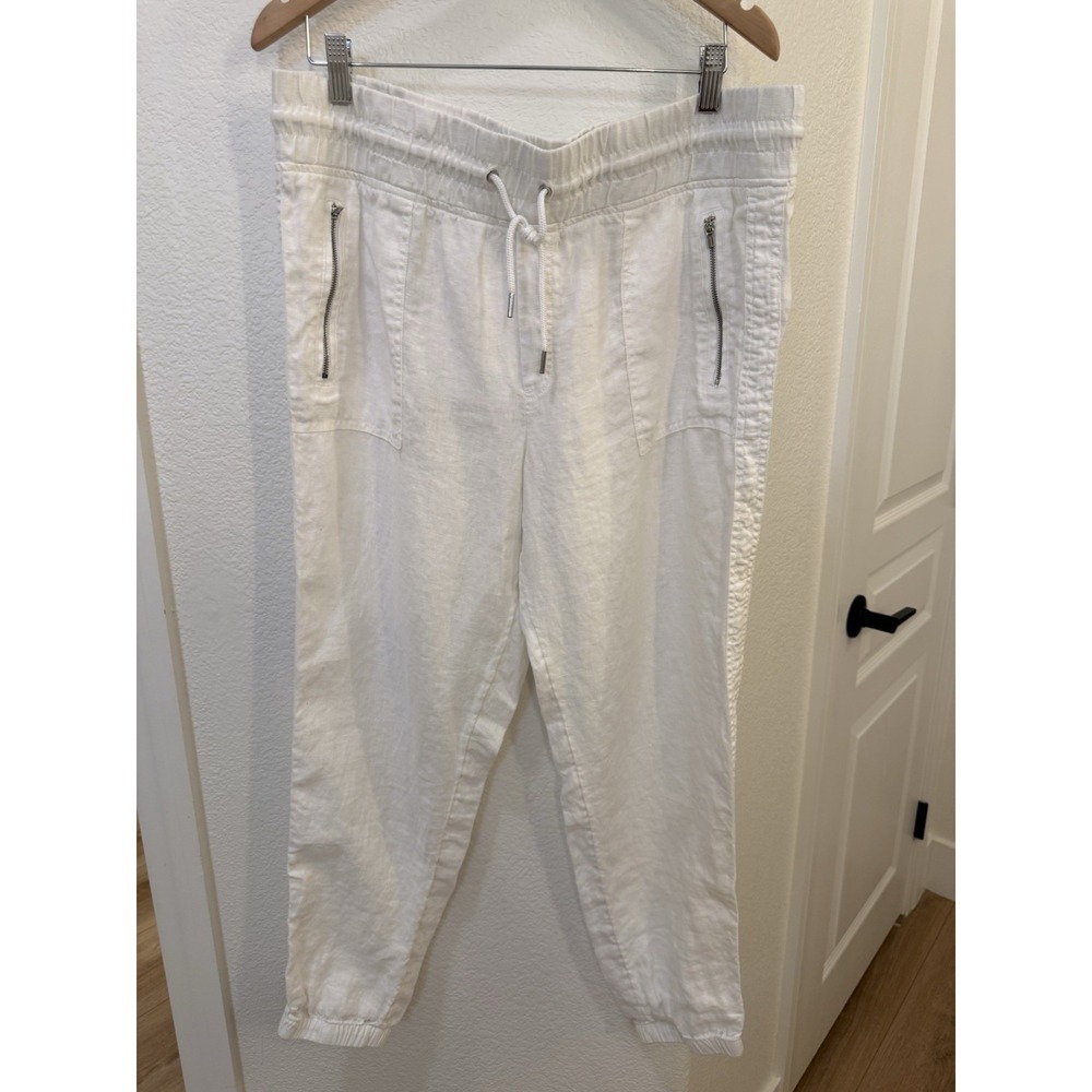 ATHLETA- Cabo 100% Linen Joggers White Beach - Size 16